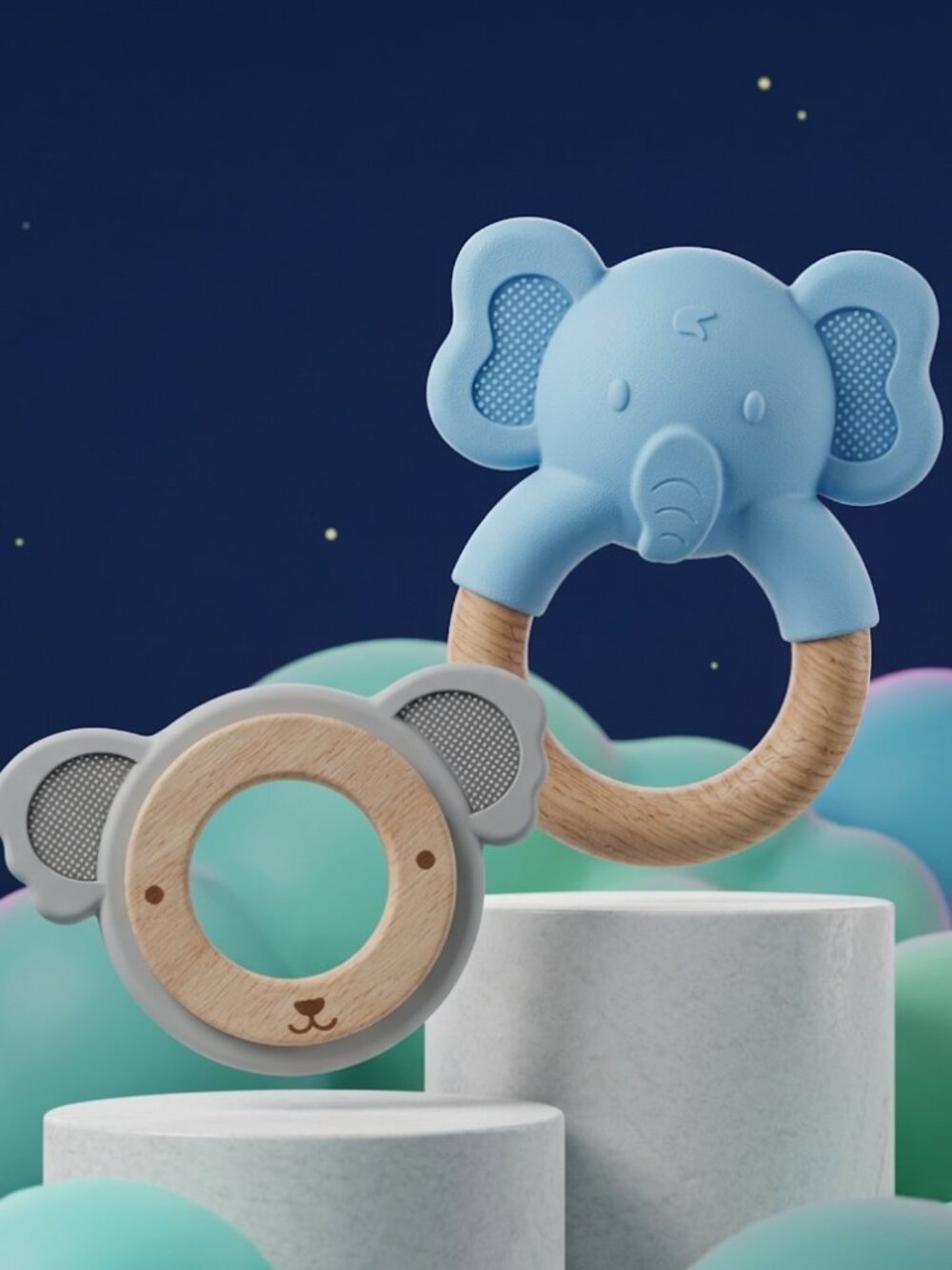 Wooden Elephant Baby Teether, Montessori Sensory Toy for Infants - Picture 7 of 11